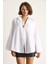 Kadın Geniş Kollu Tek Cep Detaylı Oversize Basic Poplin Gömlek 3