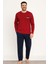 Erkek 6150 Uzun Kol % 100 Pamuk Pijama Takımı Bordo 1