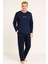 Erkek 6150-19 Uzun Kol % 100 Pamuk Pijama Takımı Indigo 1
