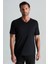 Supima Pamuk V Yaka Tencel Siyah T-Shirt 1