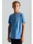 Supima Pamuk Bisiklet Yaka Tencel Mavi Çocuk T-Shirt 1