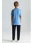 Supima Pamuk Bisiklet Yaka Tencel Mavi Çocuk T-Shirt 3