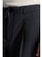 Yün Karışımlı Bağcık Detaylı Koyu Mavi Chino Jogger Pantolon 2