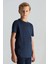 Supima Pamuk Bisiklet Yaka Tencel Lacivert Çocuk T-Shirt 1