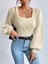 Sandık Yaka Balon Kol Örgülü Triko Kazak 1