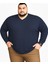 Erkek Büyük Beden Oversize Uzun Kollu V Yaka T-Shirt 3xl 4xl 5xl 6xl 7xl 8xl 9xl 1