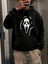 Oversize Geniş Kesim Uzun Kollu Kapüşonlu Sweatshirt – Siyah Hoodie Ghost Mask Baskılı 2