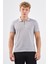 Gri Erkek Slim Fit Baklava Desenli Polo Yaka T-shirt 7