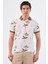 Kahverengi Erkek Slim Fit Çiçek Desenli Casual Polo Yaka T-shirt 7