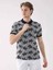 Lacivert Erkek Regular Fit Yaprak Desenli Polo Yaka T-shirt 7