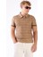 Kahverengi Erkek Ekstra Slim Fit Desenli Casual Polo Yaka T-shirt 7