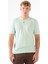 Su Yeşili Erkek Slim Fit Düz Düğmeli O Yaka Triko 5