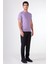 Açık Mor O Yaka Düz Renk Kısa Kollu Slim Fit Triko Tshirt 2