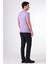 Açık Mor O Yaka Düz Renk Kısa Kollu Slim Fit Triko Tshirt 4