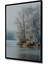 Çerçeve Görünümlü Buzlu Nehir Kenarı Manzarası Yağlı Boya Görünümlü Dekoratif Ahşap Ofis Kare Tablo 2