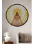 Çerçeve Görünümlü Mısır Meditasyon Güneş Tanrısı Sulu Boya Görünümlü Ahşap Ofis Yuvarlak Tablo 1