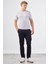 Açık Gri O Yaka Düz Renk Kısa Kollu Slim Fit Triko T-Shirt 2