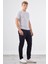 Açık Gri O Yaka Düz Renk Kısa Kollu Slim Fit Triko T-Shirt 5