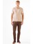 Açık Bej Polo Yaka Düğmeli Fitilli Düz Renk Slim Fit Triko Tshirt 1
