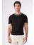 Siyah O Yaka Düz Renk Kısa Kollu Slim Fit Triko Tshirt 1
