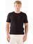 Siyah O Yaka Düz Renk Kısa Kollu Slim Fit Triko Tshirt 1