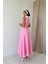 Pembe Geniş Yakalı Halter Kollu Elbise 4
