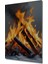 Karda Yanan Odun Ateşi Yağlı Boya Görünümlü Dekoratif Ahşap Ev/işyeri/ofis Kare Tablo 2