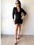 Kadın V Yaka Önü Asansör Büzgü Detay Fırsat Ürün Mini Elbise 3