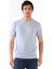 Buz Mavisi O Yaka Düz Renk Kısa Kollu Slim Fit Triko Tshirt 1