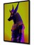 Çerçeve Görünümlü Anubis Tanrısı Neon Işığında Yağlı Boya Görünümlü Ofis Dekoratif Ahşap Kare Tablo 2