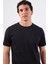 Siyah Bisiklet Yaka Pamuklu Düz Renk Slim Fit Erkek T-Shirt 1