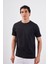 Siyah Bisiklet Yaka Pamuklu Düz Renk Slim Fit Erkek T-Shirt 2