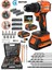 German E-013 Orange Drive Darbeli 21 V 4 Ah Fırçasız Motor Şarjlı Vidalam Matkap + 84 Pcs Set 1