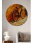 Turuncu Duvar Önünde Bisiklet Yağlı Boya Görünümlü Dekoratif Ahşap Ev/işyeri/ofis Yuvarlak Tablo 1