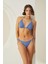 Marsilyan- Özel Tasarım Fitilli Boyundan Bağlamalı Mavi Üçgen Bikini Takımı 1