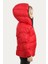 Kız Çocuk Kırmızı Kapüşonlu Su ve Rüzgar Geçirmez Fleece İçlikli Şişme Mont 7