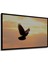 Çerçeve Görünümlü Gün Batımında Uçan Güvercin Yağlı Boya Görünümlü Dekoratif Ahşap Ofis Kare Tablo 3