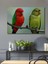 Kırmızı Yeşil Papağanlar Yağlı Boya Görünümlü Dekoratif Ahşap Ev/işyeri/ofis Kare Tablo 1