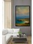 Çerçeve Görünümlü Turkuaz Sahil Yağlı Boya Görünümlü Manzara Dekoratif Ahşap Işyeri/ofis Kare Tablo 1