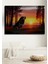 Gün Batımı Uluyan Kurt Yağlı Boya Görünümlü Dekoratif Ahşap Ev/işyeri/ofis Kare Tablo 1