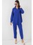 Saks Renkli Kadın Oversize İkili Takım %70 Viskon %30 Keten Şık ve Rahat Tasarım 6