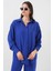 Saks Renkli Kadın Oversize İkili Takım %70 Viskon %30 Keten Şık ve Rahat Tasarım 7
