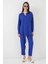 Saks Renkli Kadın Oversize İkili Takım %70 Viskon %30 Keten Şık ve Rahat Tasarım 8