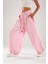 Tasarım Keten Pembe Baggy Pantolon 3