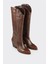 Kahve Deri Kadın Western Çizme 2