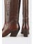 Kahve Deri Kadın Western Çizme 4