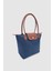 Liros Çıtçıt Kapak ve Fermuar Kapamalı Katlanabilir Büyük Boy Tote Omuz Çantası Lacivert-Taba 2