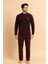 Erkek Bordo Selanik Kumaş Pijama Takımı – Uzun KOLLU-3346-B 4