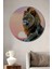 Güneşin Oğlu Aslan Yağlı Boya Görünümlü Dekoratif Ahşap Ev/işyeri/ofis Yuvarlak Tablo 1