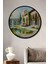 Çerçeve Görünümlü Rüya Sarayı Bahçesi Yağlı Boya Görünümlü Dekoratif Ahşap Ofis Yuvarlak Tablo 1
